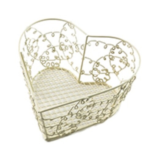 バスケット ハート型 小物入れ 約 ホワイト