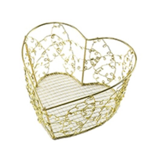 バスケット ハート型 小物入れ 約 ゴールド