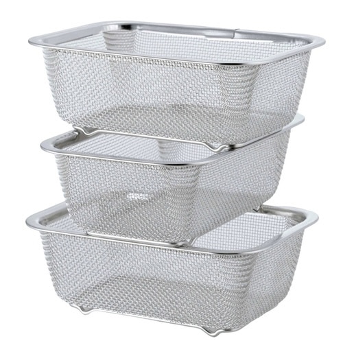 角ザル スタッキングミニ角ざる 3個組