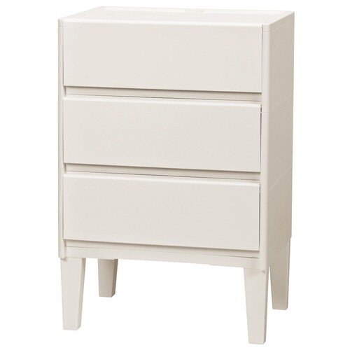 チェスト 3段 前開き 引き出し 白 タンス