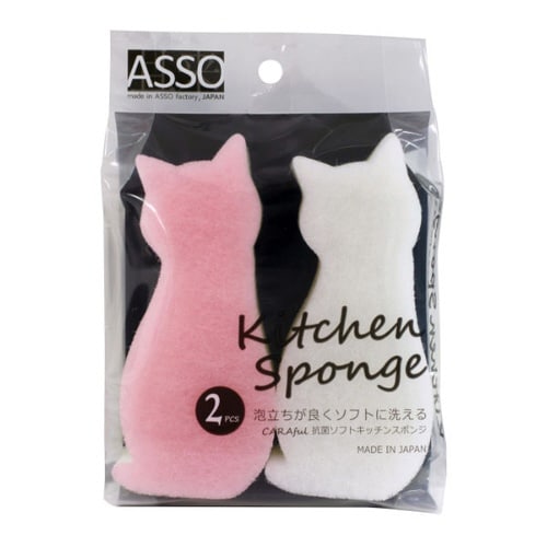 キッチンスポンジ ネコ 2個入り CARAful