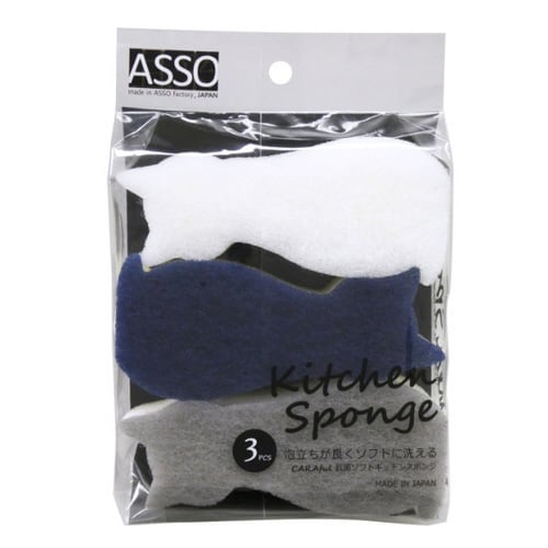 キッチンスポンジ ネコ 3個入り CARAful