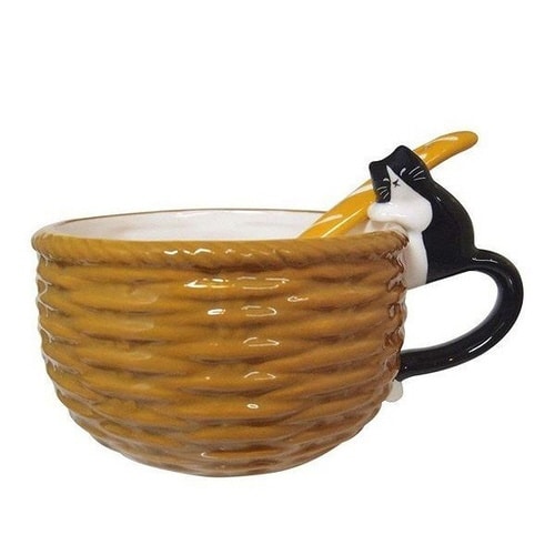スープカップ バスケット 黒猫 270ml