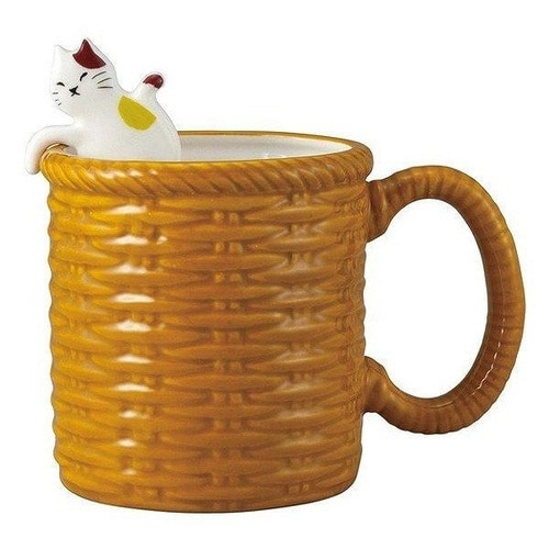 マグカップ バスケット 三毛猫 300ml