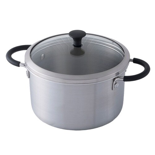 両手鍋 15cm 深型 IH対応 ガラス蓋付き