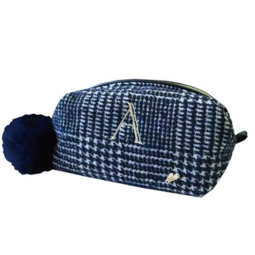 ポーチ Plaid イニシャル A(ネイビー)
