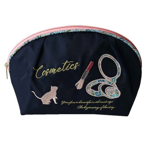 ポーチ 化粧ポーチ 仕切り 小物入れ ネイビー