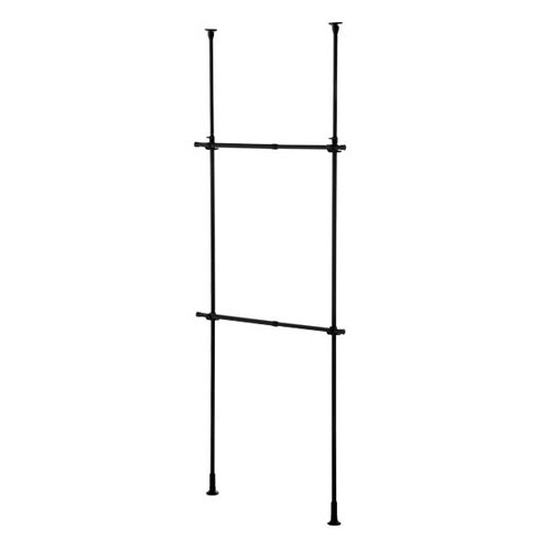 ハンガーラック 突っ張り 2段 マットブラック