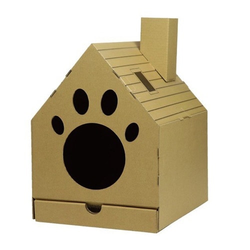 キャットハウス 家型 デコシール付き ブラウン