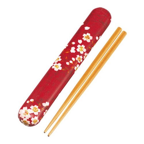 箸&箸箱セット 布貼箸箱セット 桜うさぎ 赤