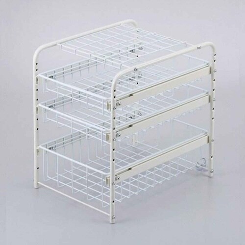 シンク下収納 3段 キッチンラック 幅32cm