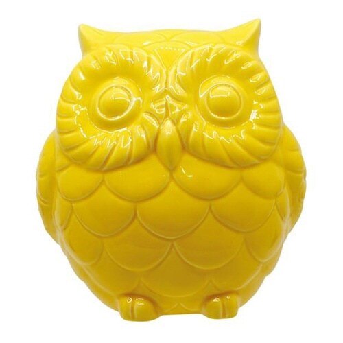 貯金箱 フクロウバンク 白 黄色