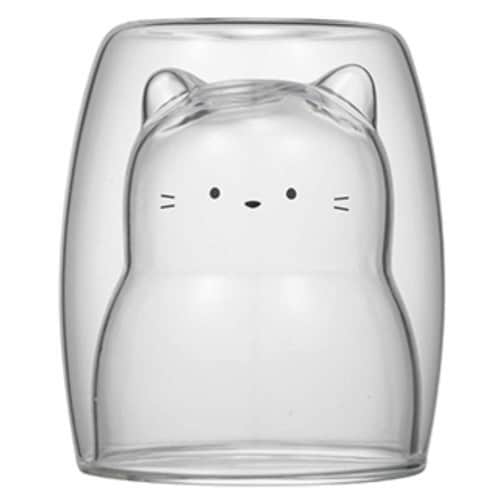 グラス 270ml ダブルウォール 二重構造 ネコ