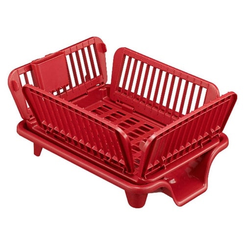 水切りかご 水が流れる ワインレッド