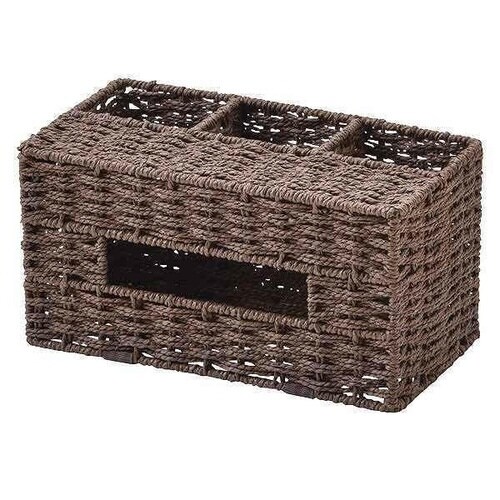 ティッシュケース 紙 収納 多機能 ダークブラウン