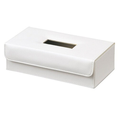 ティッシュケース レザー 合皮 開閉 アイボリー
