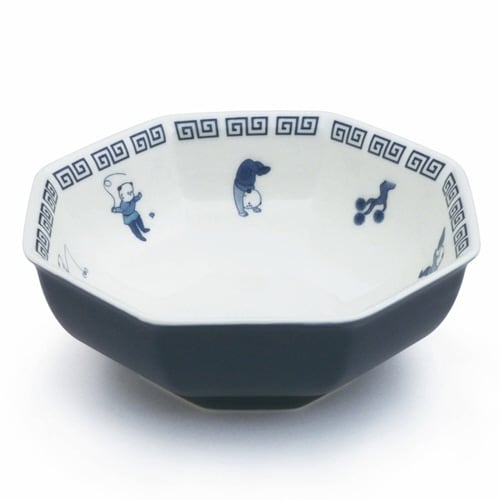 鉢 18cm 八角鉢 おまち堂 角鉢 食器 唐子