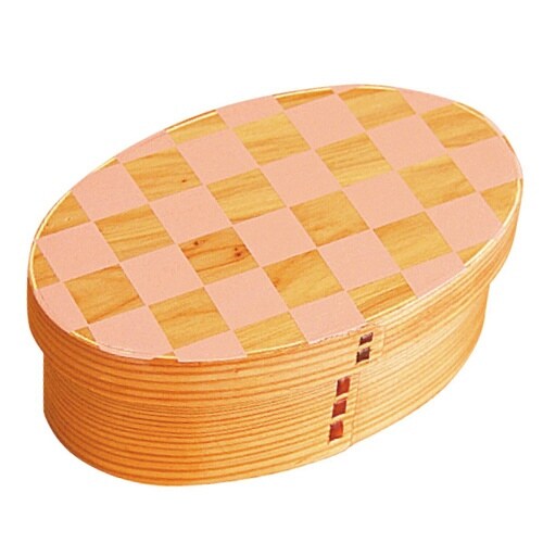 弁当箱 曲げわっぱ 400ml 1段 小判 ピンク