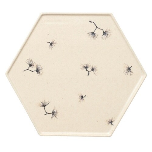 プレート 28cm 隠れ窯 神楽 六角 ホワイト