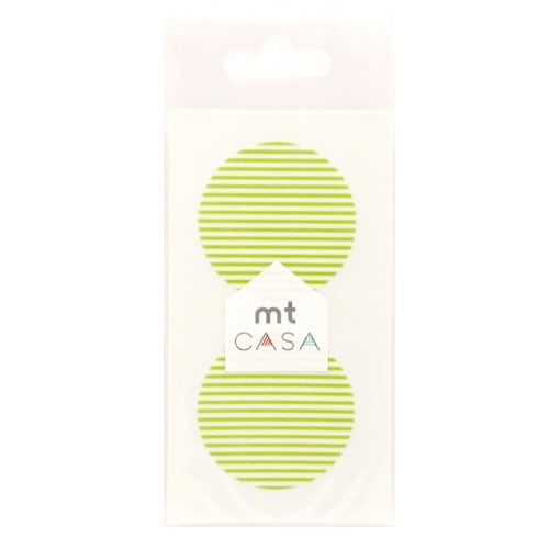 マスキングテープ 丸 10枚入 ボーダー キウイ