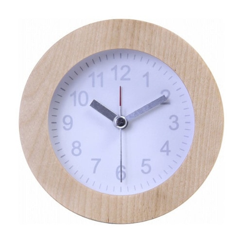 置き時計 ウッド ラウンド 目覚まし時計 ホワイト