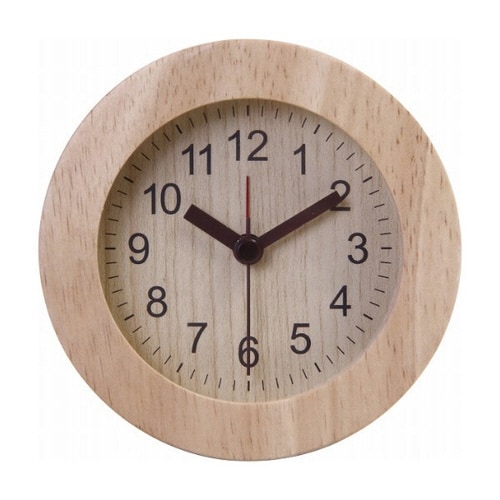 置き時計 ウッド ラウンド ナチュラル