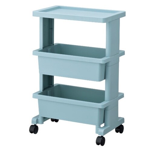 キッチンワゴン テーブルワゴン ミニ 3段 ブルー