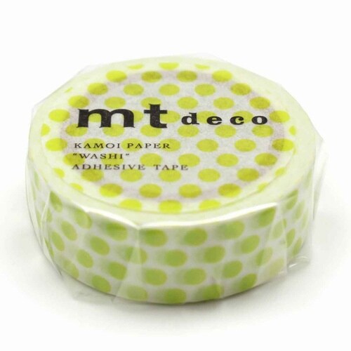 マスキングテープ ドット 幅15mm×7m ライム