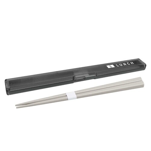 箸箱セット スリム 箸 18cm 抗菌 グレー