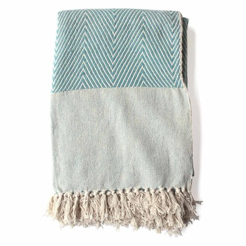 マルチカバー コットンスロー ウェーブ ブルー