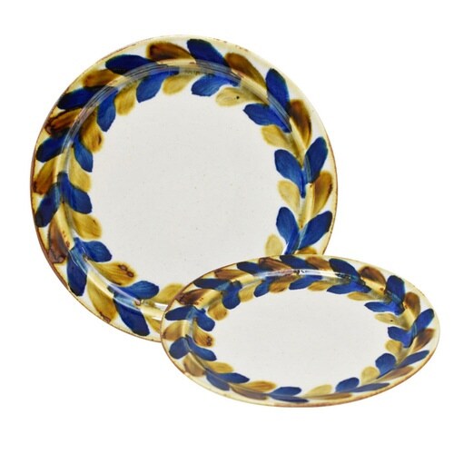 プレート 18.5cm 藍 陶器 波佐見焼 巻唐草