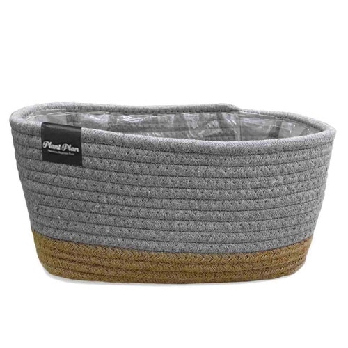 プランターカバー スクエア ロープ グレー