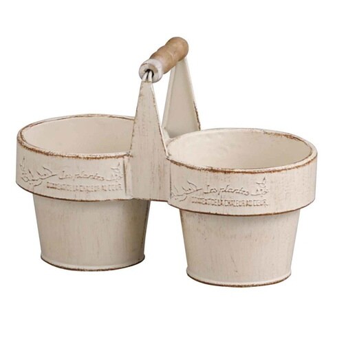 プランター シャルール・ツインポット アイボリー
