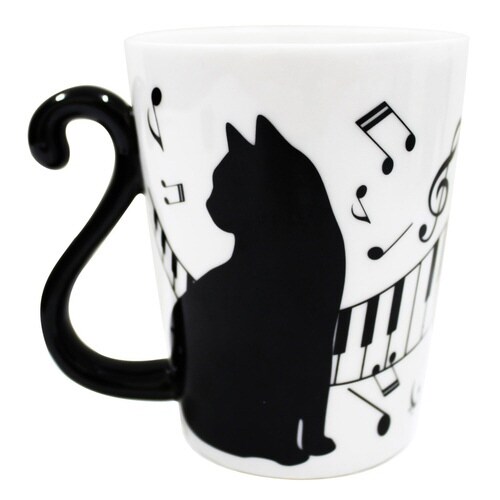 マグカップ 300ml ツインマグ ピアノ 黒猫