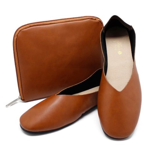 携帯スリッパ レ プリエ キャメルブラウン S