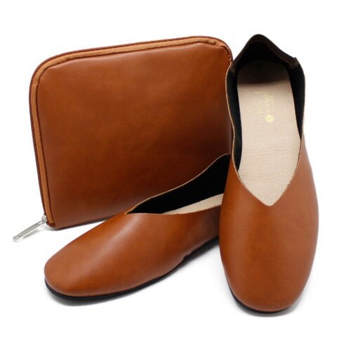 携帯スリッパ レ プリエ キャメルブラウン M