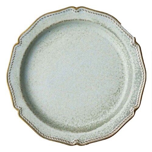 プレート 24cm L ステッチ 陶器 グレー