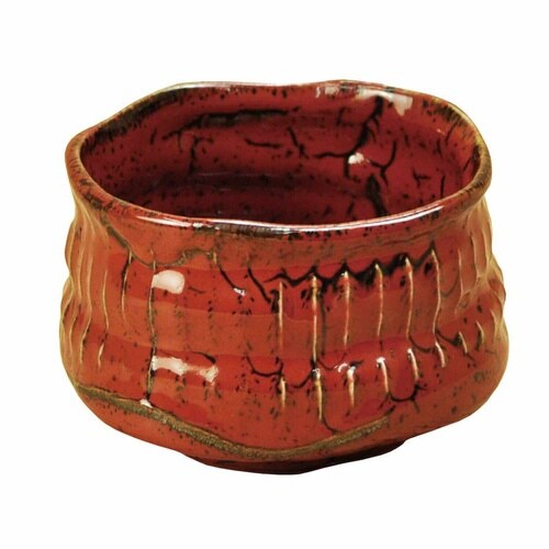 抹茶碗 410ml 削ぎ目 陶器 美濃焼 赤