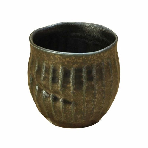 湯呑み 220ml 削ぎ目 陶器 美濃焼 シルバー