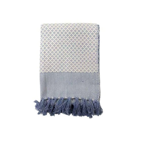 マルチカバー コットンスロー フラワー ブルー