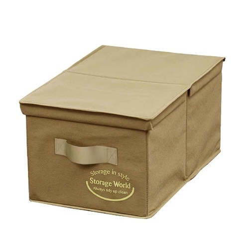 収納ボックス クローゼットのフタ付整理箱 キャメル