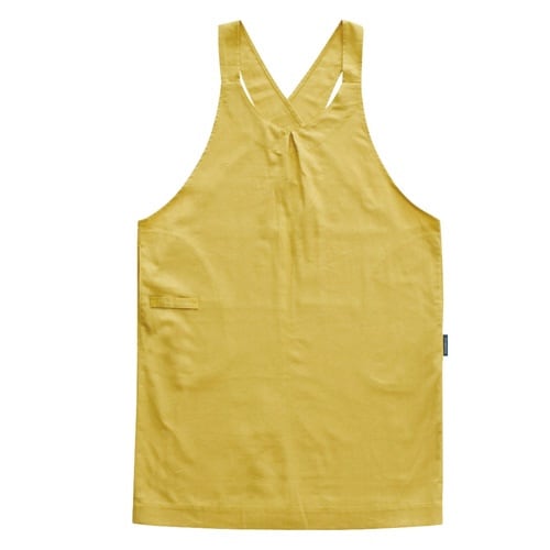 エプロン 綿麻 バッククロスエプロン イエロー