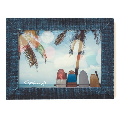 フォトフレーム ポプラウッド A4 壁掛け ブルー