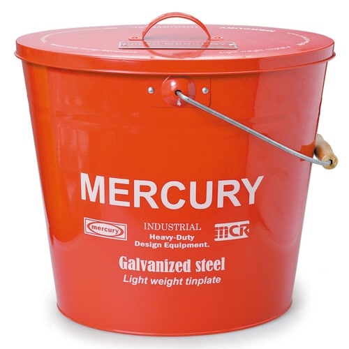 バケツ オーバル ふた付き 15L レッド