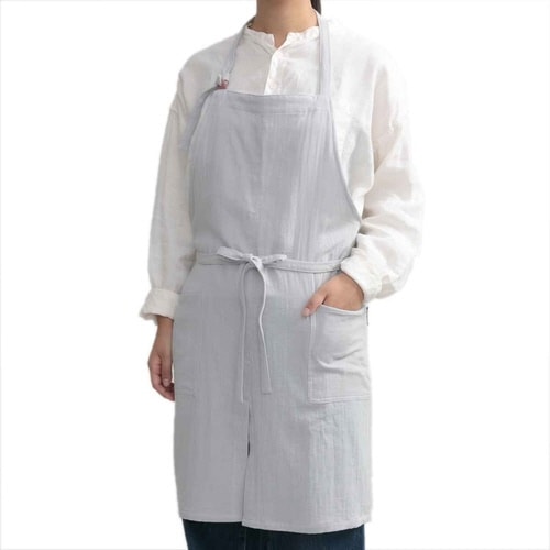 エプロン やさしいガーゼのエプロン ライトグレー