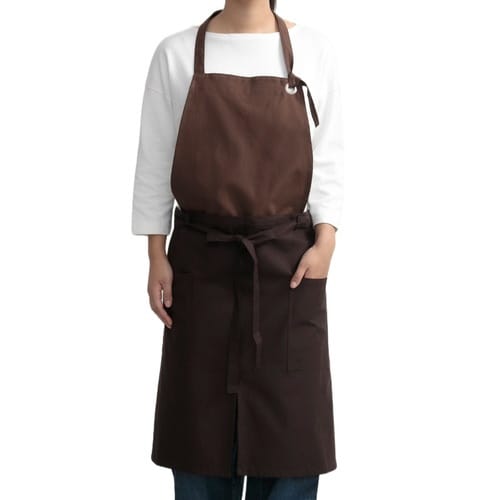 エプロン 無地 ブラウン