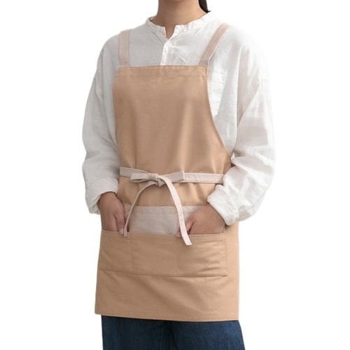 エプロン 無地 ベージュ