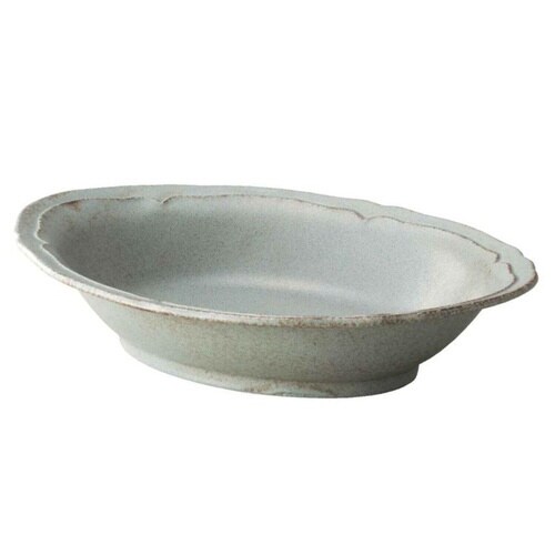 オーバルプレート 24cm 梨花 磁器 グレー