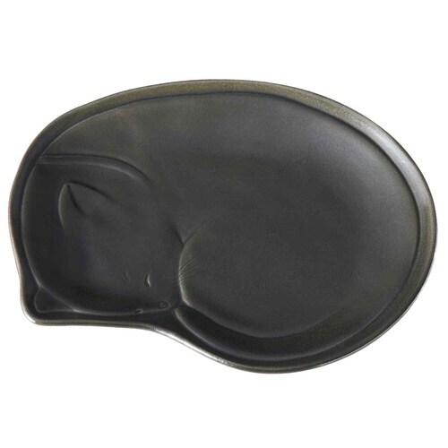 プレート 17.5cm ガット 陶器 ブラック