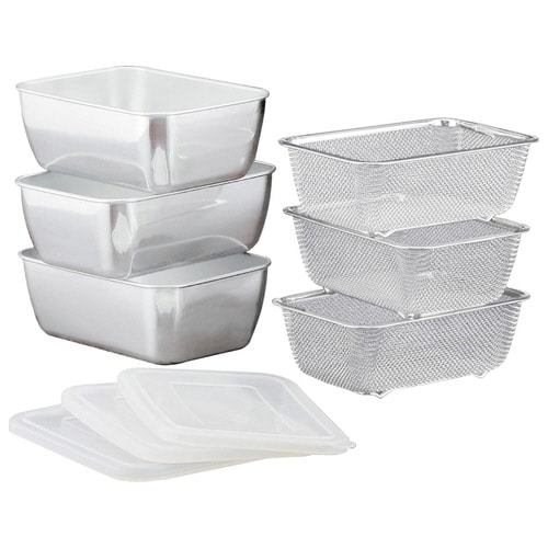 角型バット&ザル9個セット シリコンフタ付き